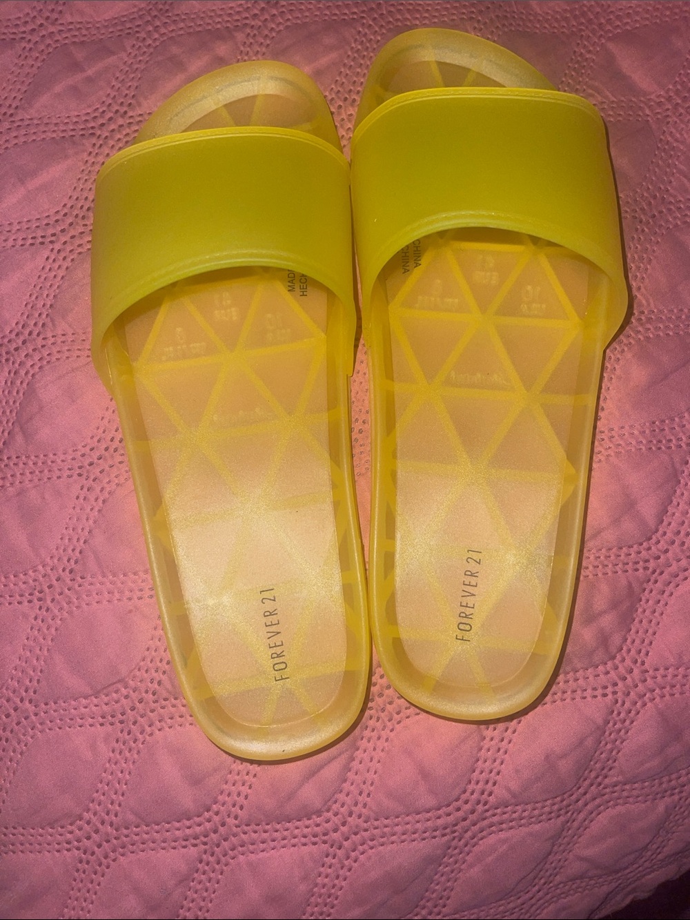 Forever 21 Bright Yellow Slide Sandals